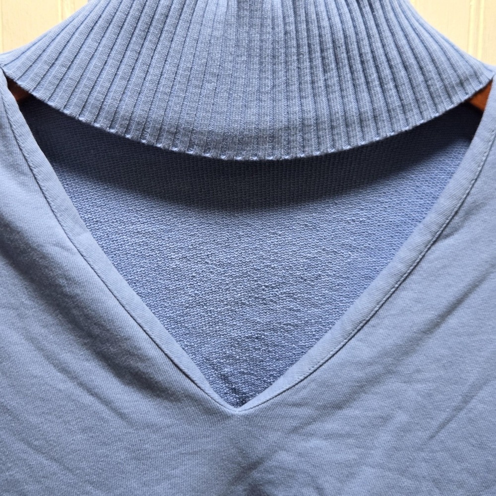 Zara Sweater Womens Medium Blue Turtleneck Long Sleeve Knit Pullover Cutout - Picture 4 of 8